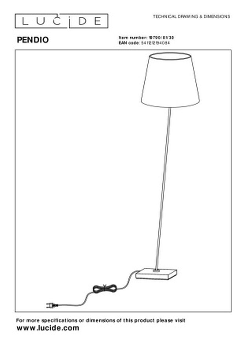 Lucide PENDIO - Stojacia lampa - 1xE27 - Čierna